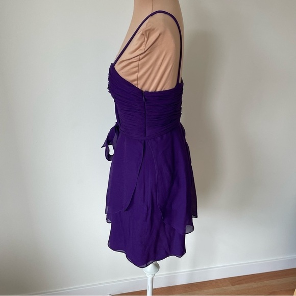 J. Crew Deep Purple Lined Silk Sweetheart Waist Tie Mini Dress 50391 EUC Size 2 - Picture 2 of 9